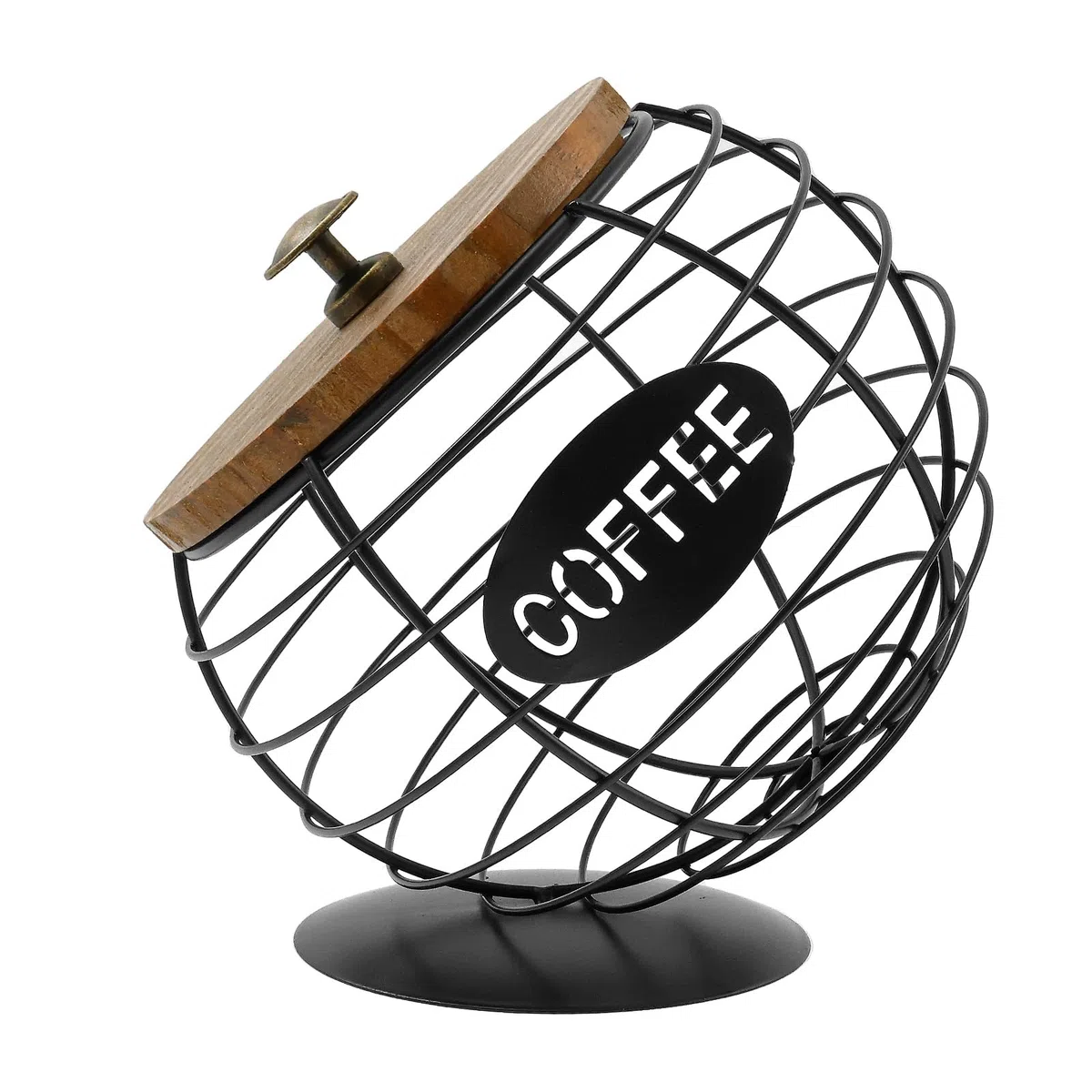Cesta con Tapa para Cápsulas de Café, Moderno Soporte de Metal de Gran Capacidad para Expreso (Negro)
