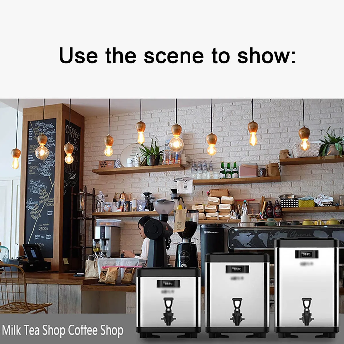 Urna de catering de acero inoxidable, jarra de café con aislamiento térmico de 10 L con termómetro, grifo y trípode plegable para eventos y fiestas