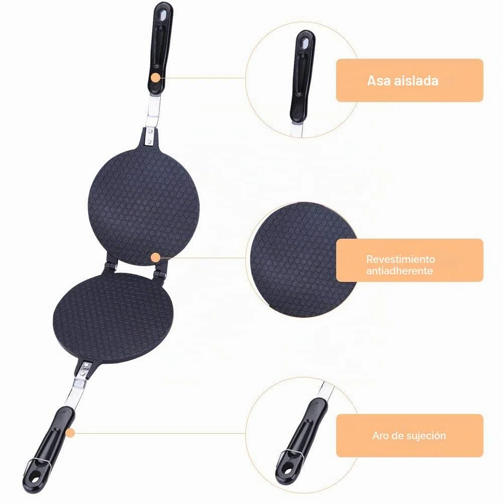 Waffle Cone Maker Pan Antiadherente Aleación de aluminio para cocina Gofres Rollo de huevo Molde Herramienta