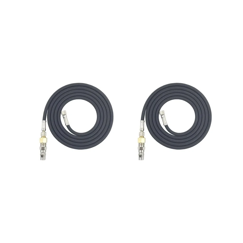 Juego de 2 mangueras de aerógrafo de 1/8 a 1/4 pulgadas, adaptador estándar de 1,8 m, kit de aerógrafo de 6 pies, negro, 1,8 m de longitud