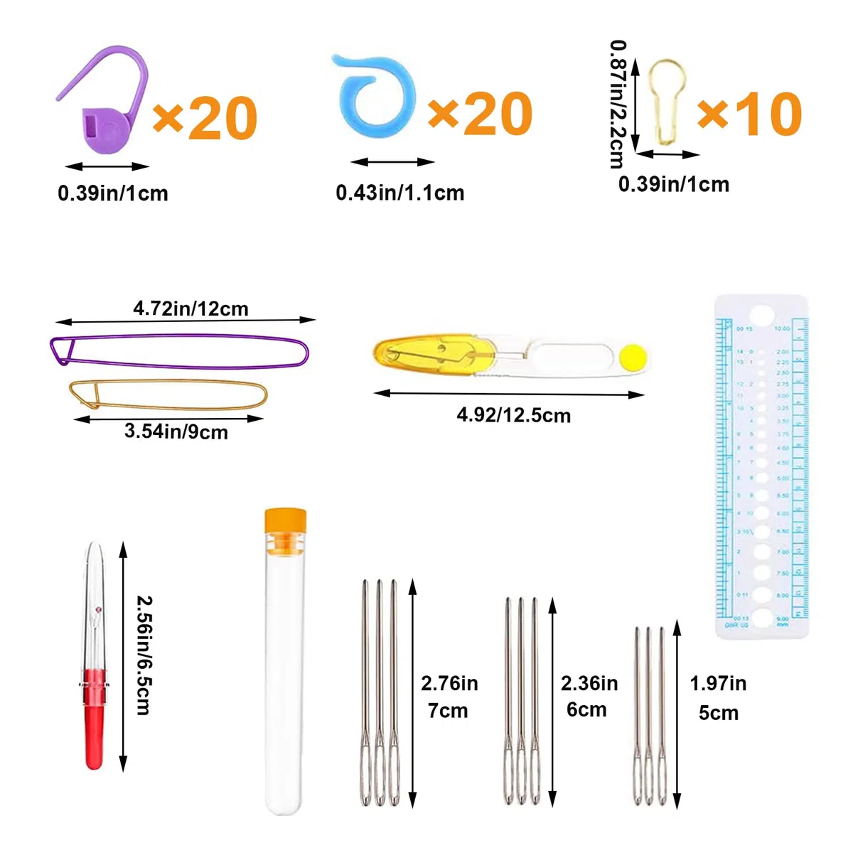 Juego de 100 agujas de ganchillo en estuche, mango ergonómico de agarre suave, kit de agujas de tejer y accesorios de aguja de ganchillo, juego completo para principiantes y amantes experimentados