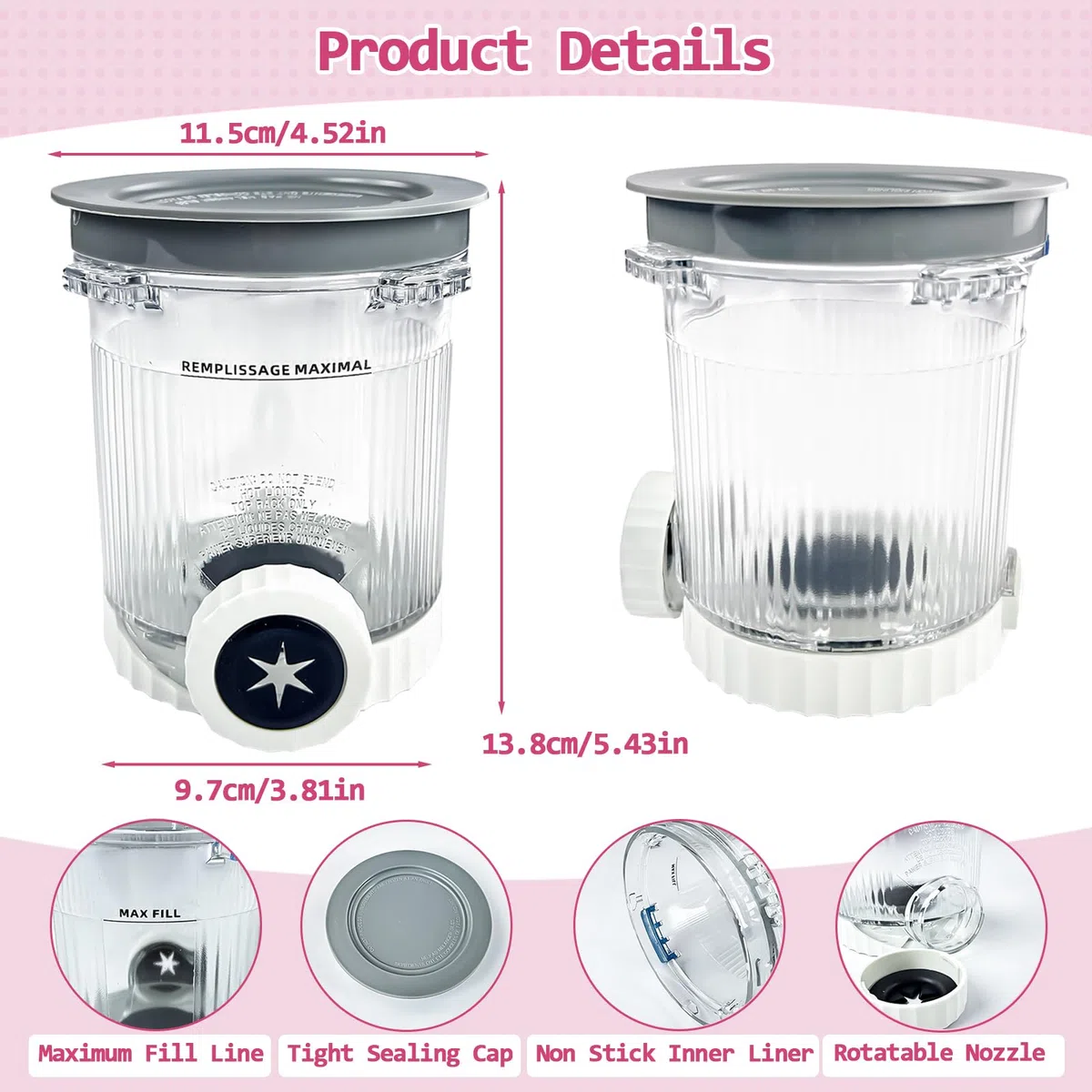 2 Piezas Recipientes para Ninja Swirl NC700 NC701EU, 480 ML Recipiente de Helado para Ninja Creami Swirl Sin BPA Apto para Lavavajillas Accesorios para MáQuina de Hielo