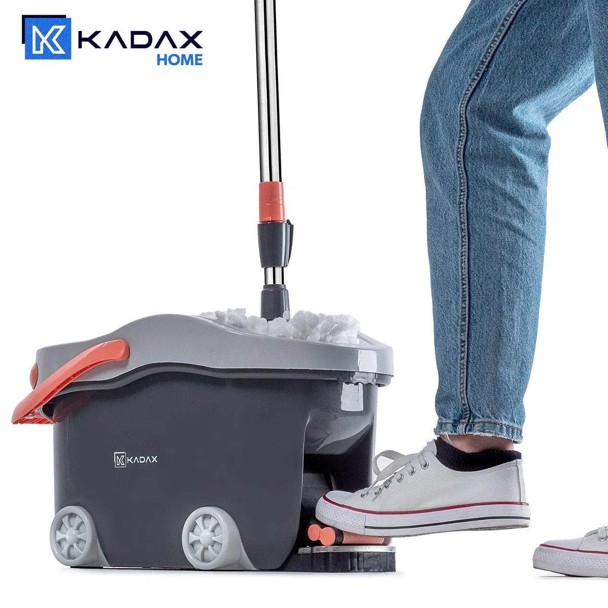KADAX Juego completo de mopa con mango telescópico y cubo con función de escurridor, fregona con cubo de limpieza, limpiador para limpieza de suelos