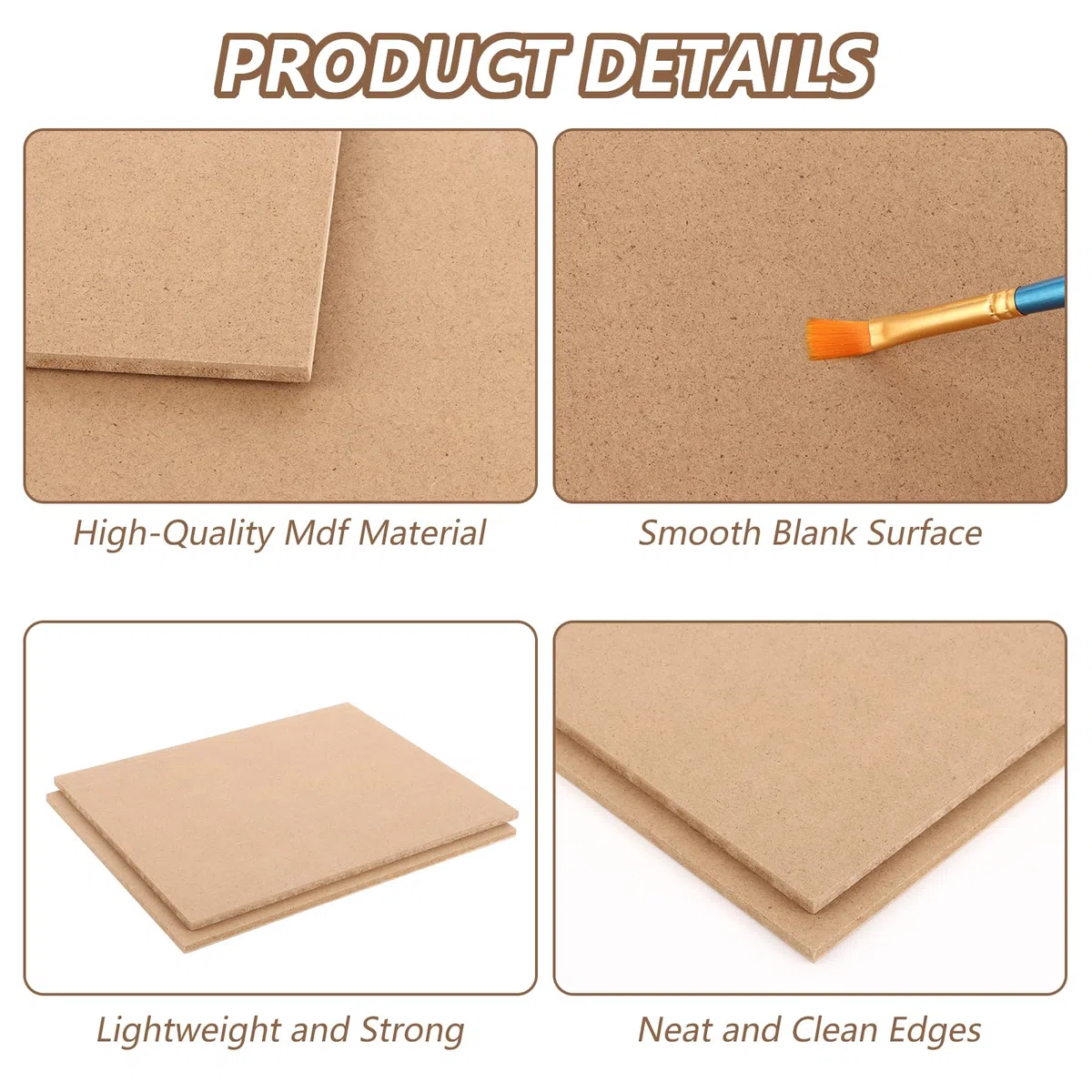 20 placas de madera MDF para manualidades, 6 mm, 200 x 254 mm, tablero de fibra de densidad media, placas de fibra de densidad media para sierra de marquetería, pirograbado, modelado, corte