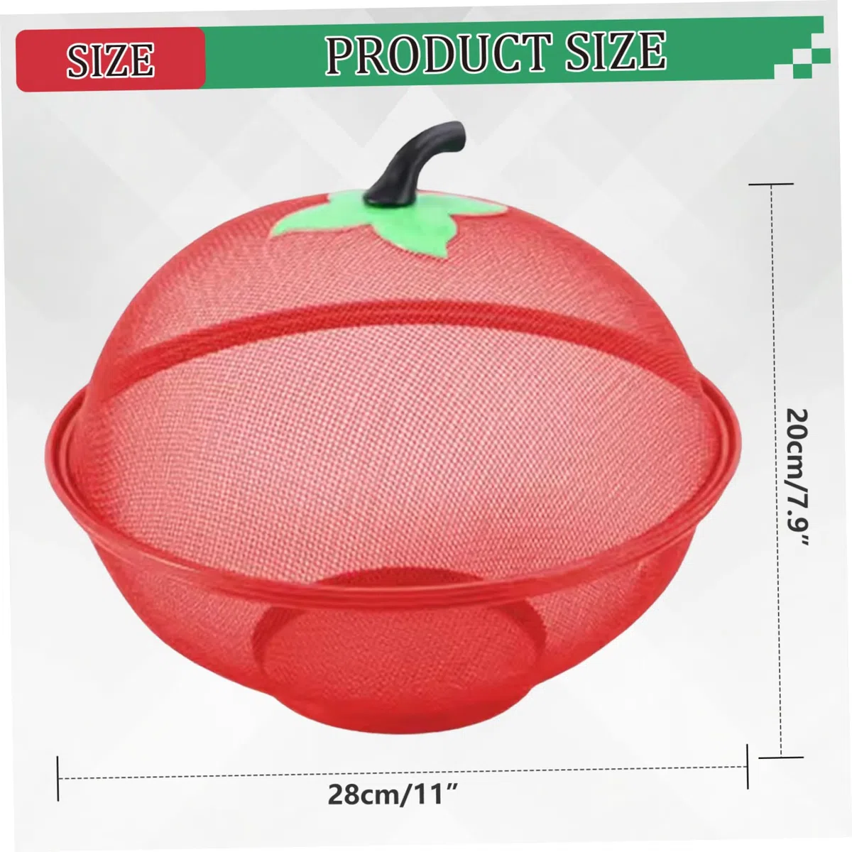 Frutero con tapa de 11.0 in, cesta de frutas de malla de alambre de metal con fondo elevado, elegante cesta funcional para alimentos para cocina, color rojo