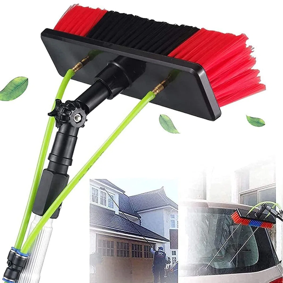 Kit de limpieza Teles de 9 m con cabezal de cepillo de 30 cm para paneles solares, herramienta para exteriores para un sistema de limpieza eficiente