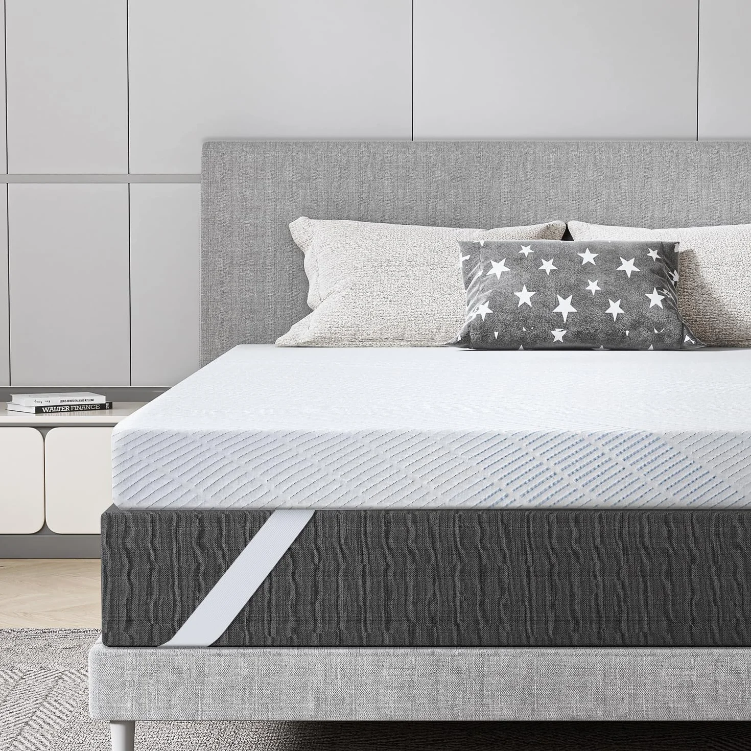 BedStory Cubrecolchón de gel de espuma viscoelástica de gel, 180 x 200 cm, 10 cm de altura, H3&H4 de gel de espuma de bambú, con funda transpirable para caravana, sofá cama, cama con somier