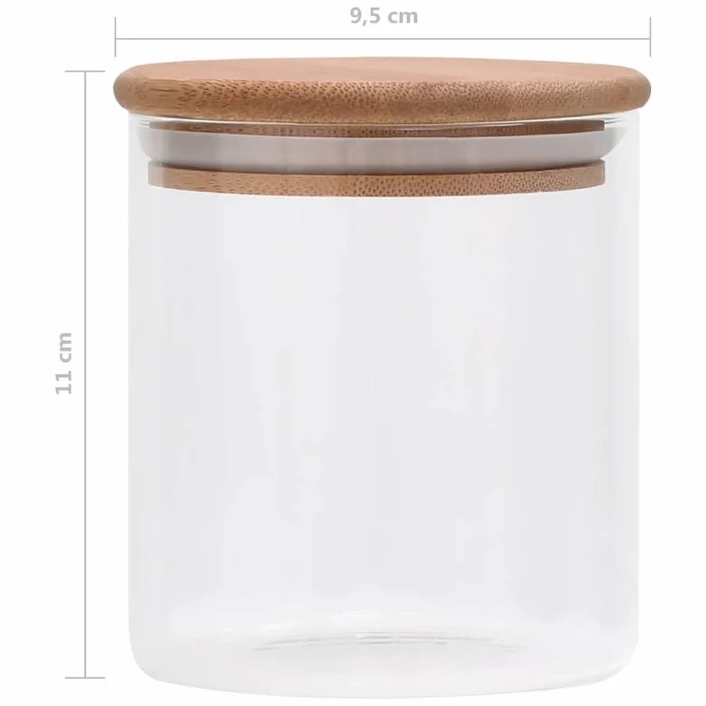 Tarros de almacenamiento con tapa de bambú, juego de 10 unidades, cristal transparente, 600 ml, apilables, para cocina, despensa, herméticos para dulces y ordenar
