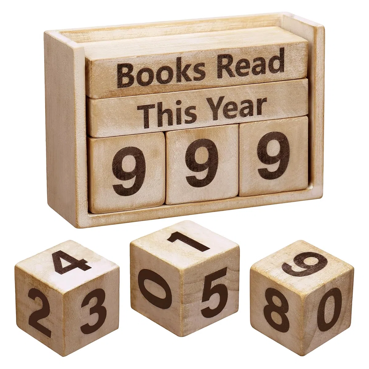 Contador de Libros Leídos, Caja Contadora de Madera Estilo Retro hasta 999 Libros, Accesorio Decorativo de Lectura con Caja de Almacenaje, Regalo para Amantes de la Lectura