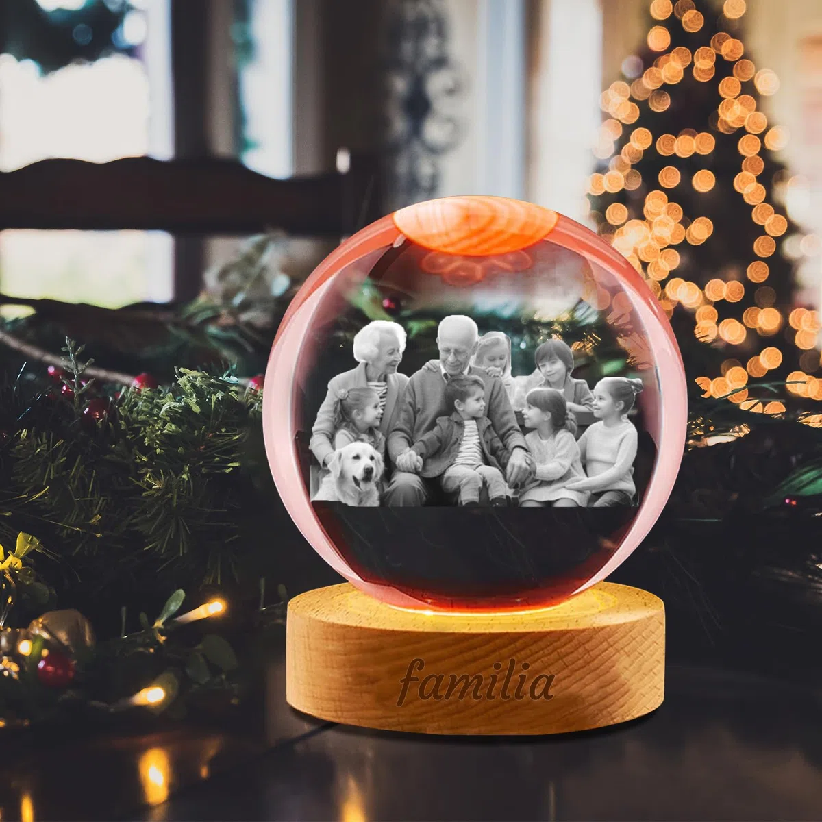 Bolas de Nieve navideñas Personalizadas con Foto, Bolas de Nieve de Cristal con Imagen grabada a láser Personalizada para Regalos Familiares de Navida (Bola de Nieve Personalizada 3)