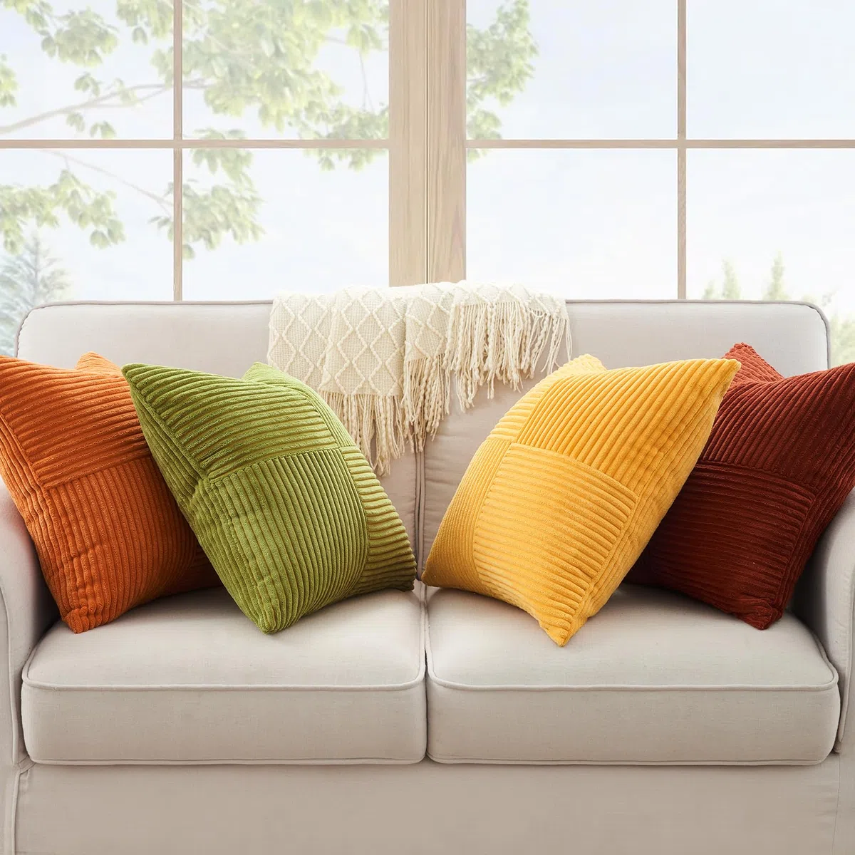 Topfinel Fundas de Cojines 40x40 Amarillo-Naranja 4 Piezas Forma de Molino Funda para Cojin Decoracion Hogar Sofa Cama Sillas Jardin Salon de Estar Dormitorio Habitación de los niños Pana Modernos