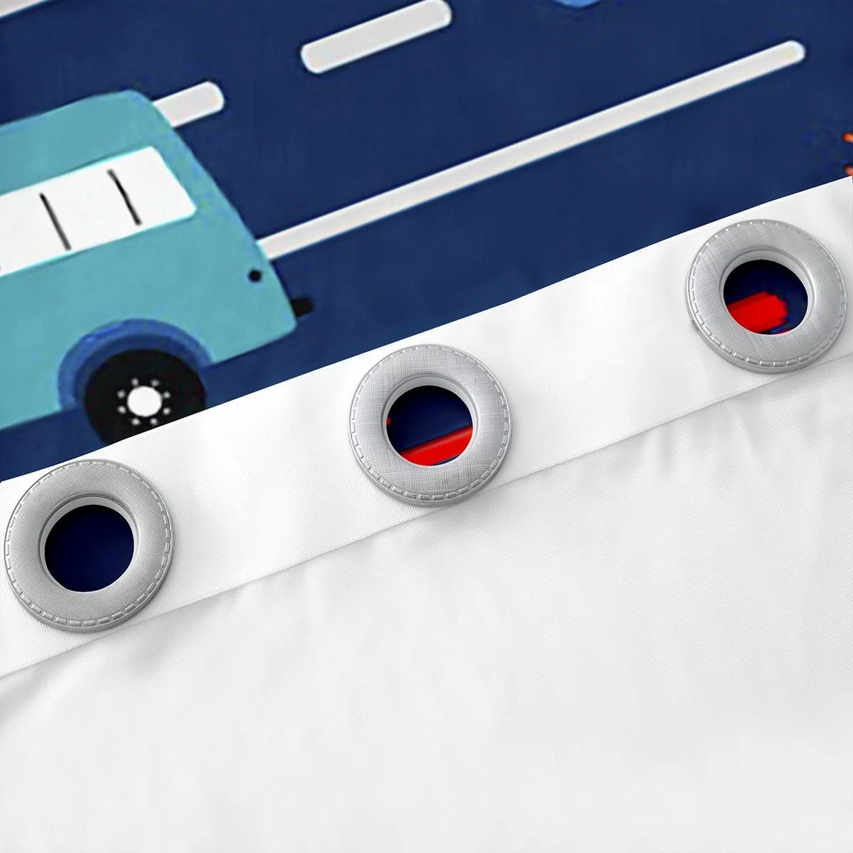 Homemissing Cortinas opacas de coche de dibujos animados (30%-50%) vehículos de transporte cortinas de ventana de camiones de bomberos de dibujos animados para niños y niñas, tratamientos de ventana