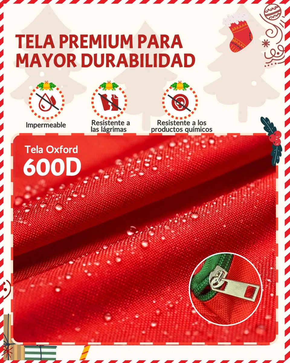 BrigthArk 210CM Bolsa de Almacenamiento para árbol de Navidad, Fabricada en Oxford 600D Impermeable, Adecuado para árboles de Navidad extraíbles de 210cm, con Cremallera y Asas de Transporte