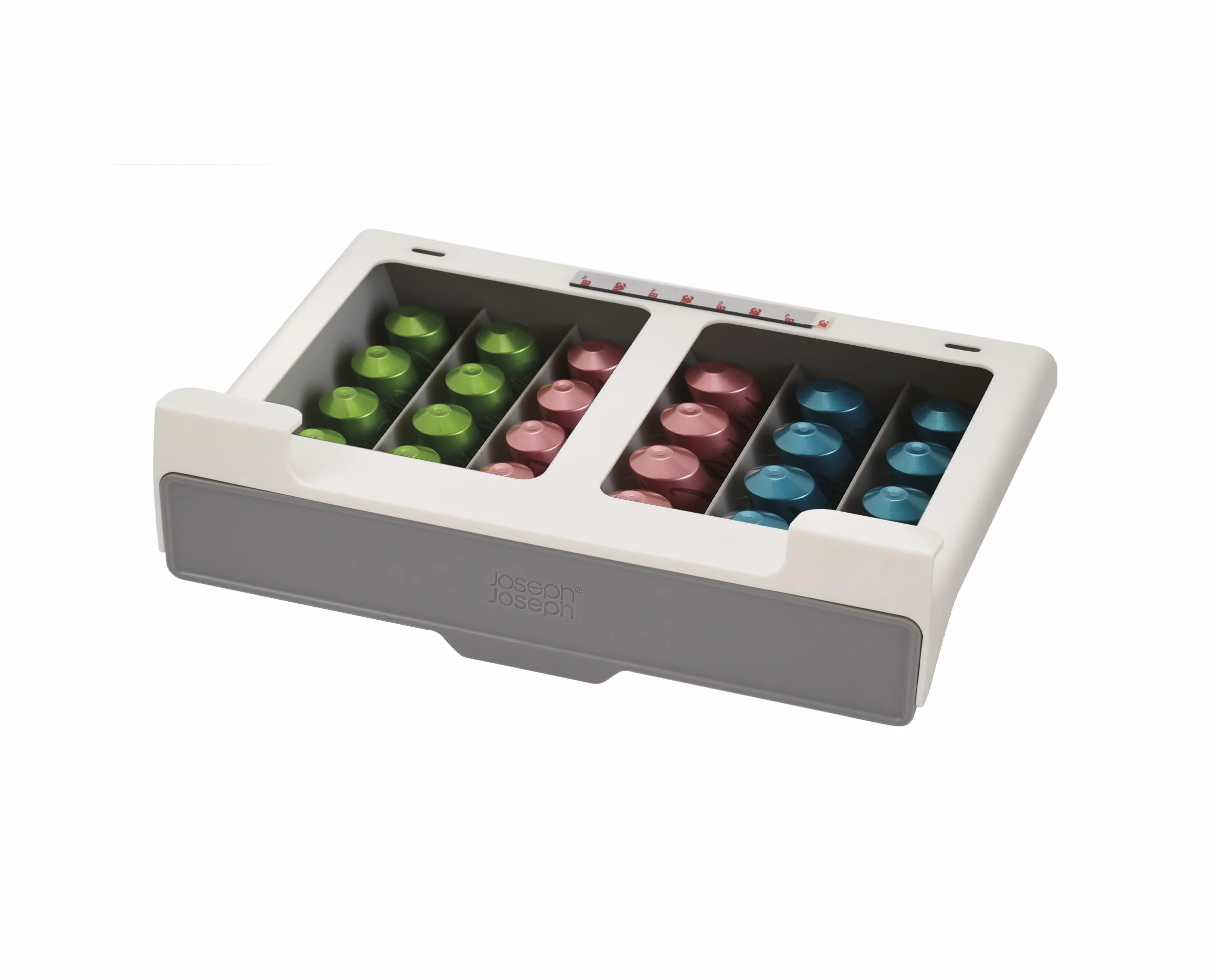 Joseph Joseph CupboardStore, Cajón porta cápsulas de café Nespresso bajo el estante, capacidad para 30 cápsulas, gris.