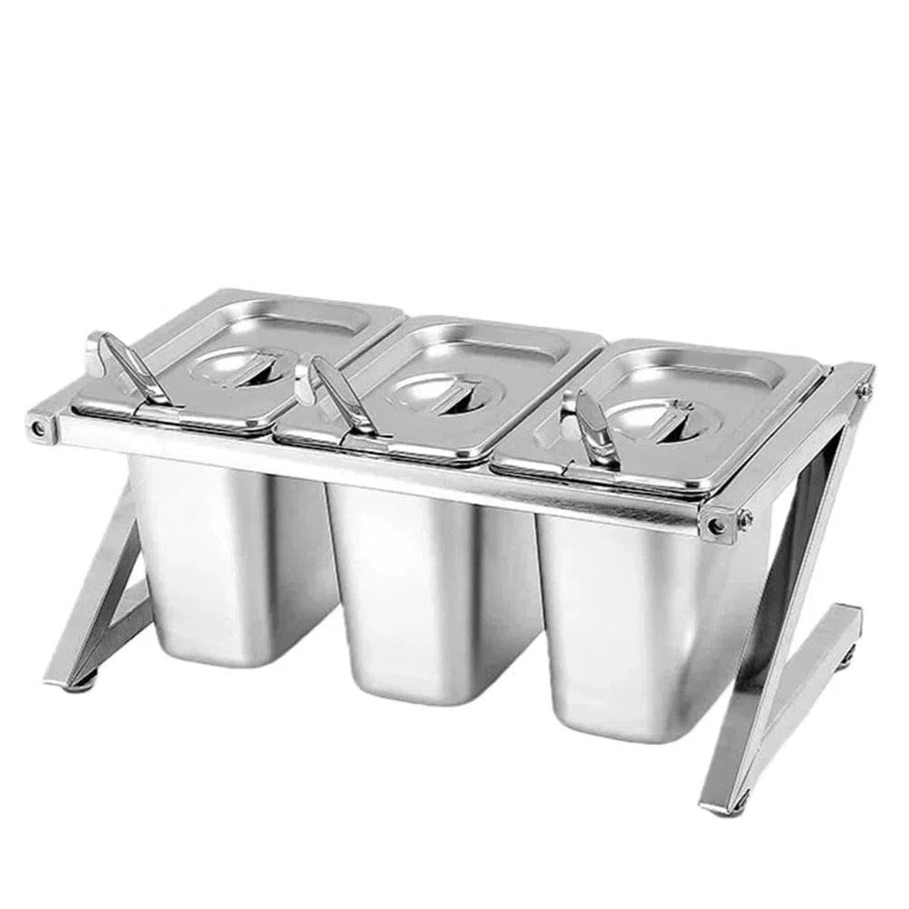 Juego de recipientes de acero inoxidable para pizza con tapas, dispensador de condimentos y organizador de especias para salsas, condimentos, mermeladas y frutas. Solución perfecta para cocina