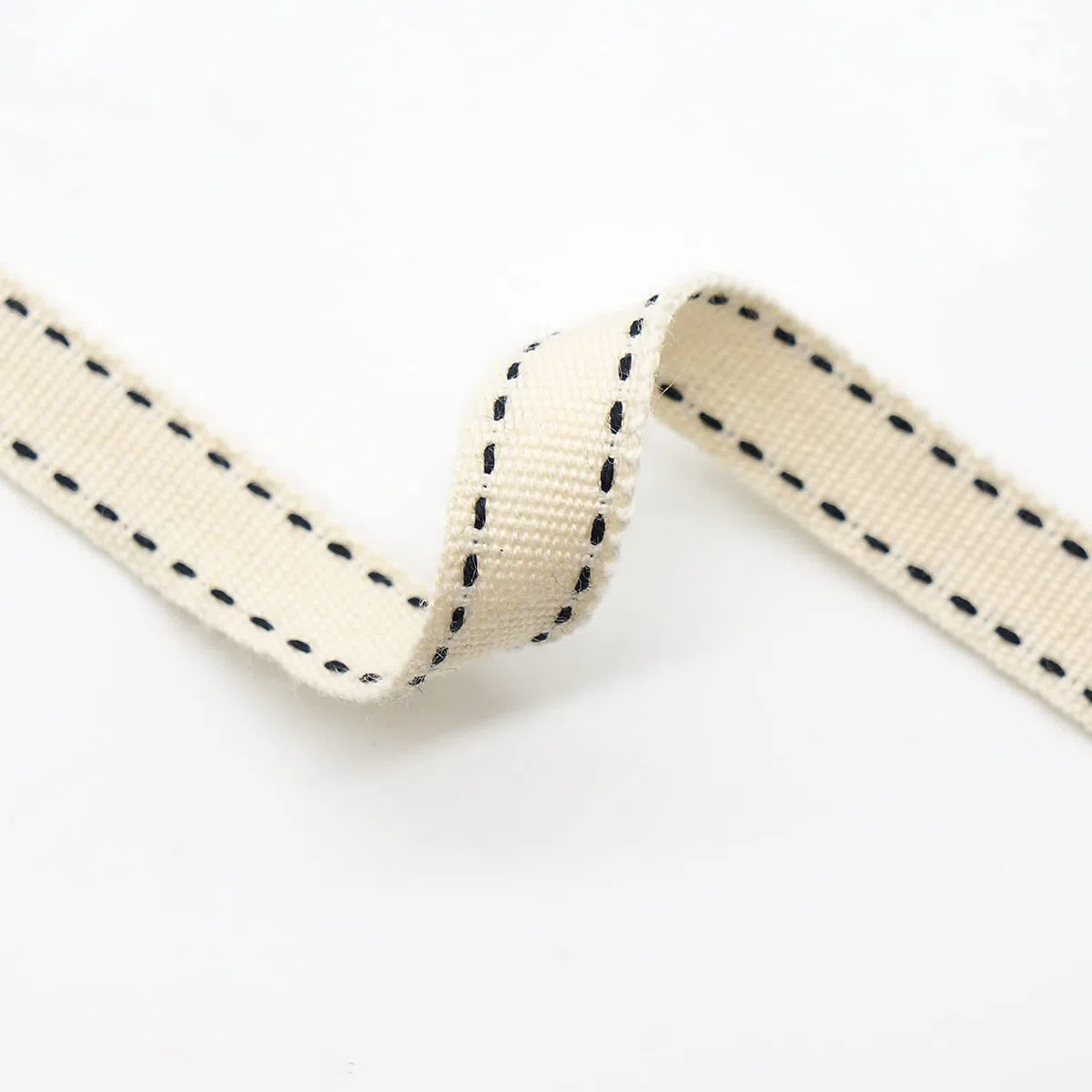 Cinta de algodón marfil con costuras negras (3/8 pulgadas (10 mm) x 10 yardas) | Negro/Marfil | Decoración del hogar, regalos de envoltura y manualidades decorativas personalizadas