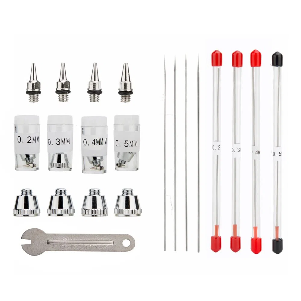 Boquilla de agujas de aerógrafo 0,2 mm, 0,3 mm, 0,4 mm, 0,5 mm, boquilla de pistola de pulverización de 0,2 mm, piezas de repuesto para pistola de aerógrafo