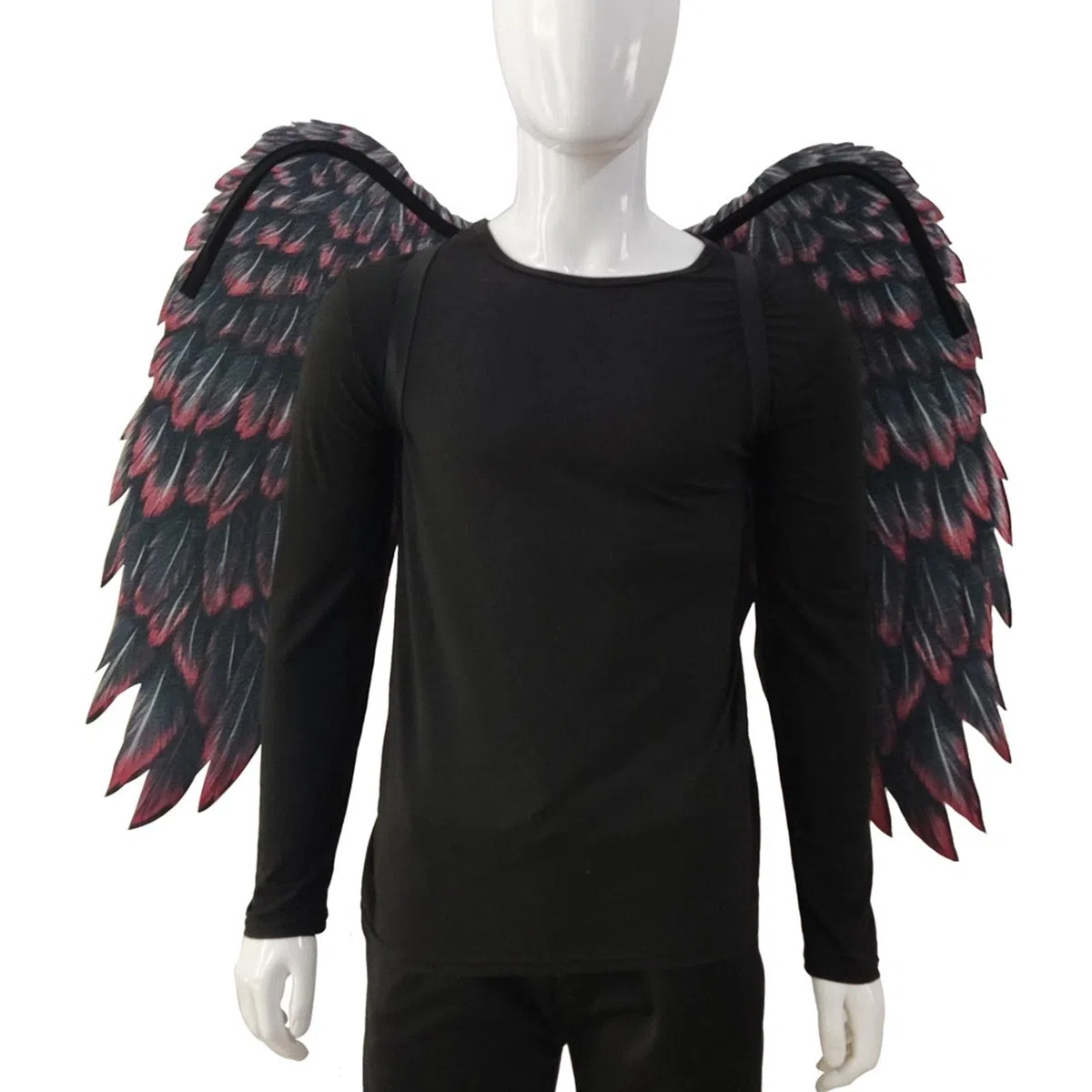 LOVIVER Grandes alas de ángel para Adultos Accesorios de Disfraces de Hadas Alas Decorativas Tela no Tejida Impresa para Fiesta Carnaval de Halloween Mardi, Negro Rojo