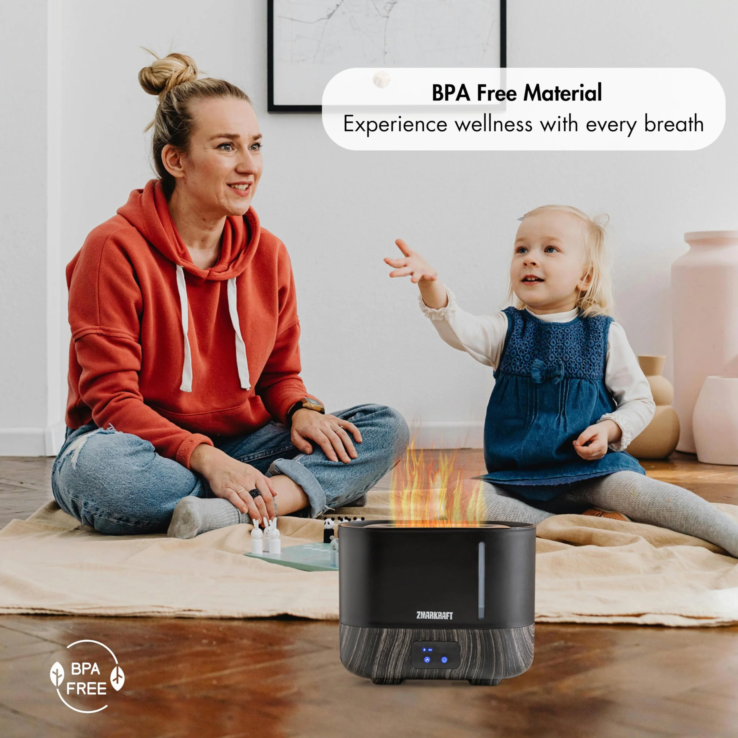 Humidificador de 3 litros con efecto de luz especial de llama, humidificación ultrasónica silenciosa, llenado superior y nivel de niebla ajustable, humidificador de niebla fría para