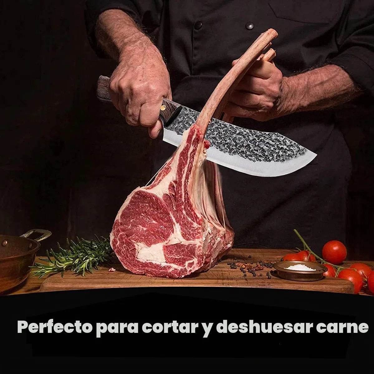 Jason 30cm Cuchillo profesional de cocina para carne, Cuchillo de Damasco afilado para barbacoa, parrilla, Camping Actividades al aire libre