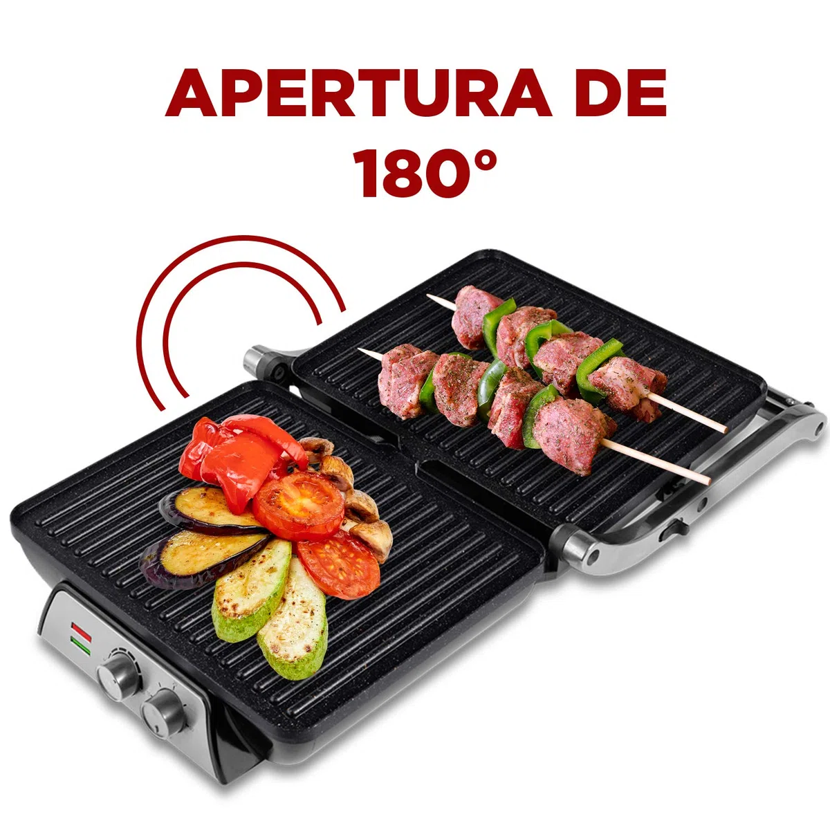 SOGO Sandwichera Eléctrica 3 en 1 - Grill Sandwichera Plancha de cocina con regulador de temperatura y temporizador, Placas Grill Antiadherentes de piedra de 24x19 cm, Apertura 180º, 2000W (SS-7137)