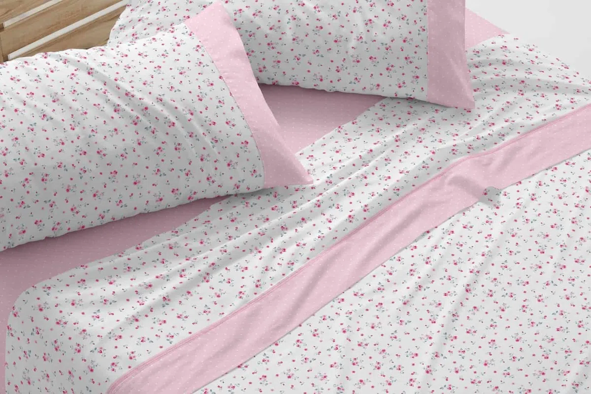 Burrito Blanco│Juego de sábanas, Cama de 105 (+ Medidas Disponibles)│Poliéster 50% Algodón 50%│Fácil Planchado│Diseño 530, Rosa