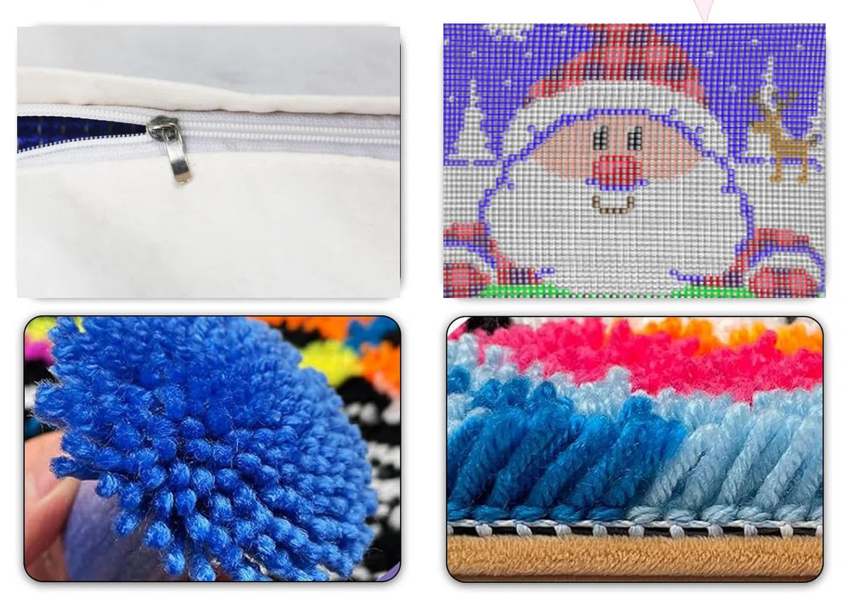 YOOTOM Kit de almohada de gancho de cerradura,Christmas Latch Hook Pillowcase Kits 43x43cm
