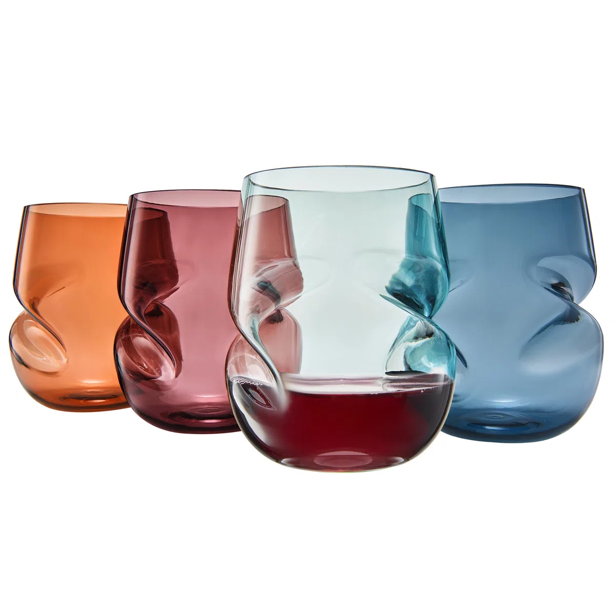 Khen Copas de vino irrompibles sin tallo, juego de copas de vino de plástico Tritan europeo con hendiduras para los dedos, juego de 4 vasos pastel de 13 onzas, acrílico reutilizable, sin BPA, airea
