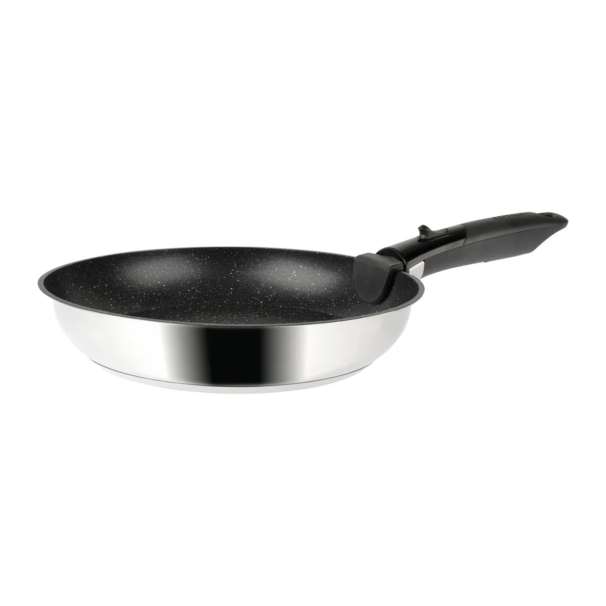 Sitram 714269 Juego 3 Sartenes Ø20/24/28 cm Inox con Revestimiento Antiadherente Efecto Piedra sin PFOA – Mango Extraíble Sitramovible – Aptas para Todos los Fuegos Incluida Inducción