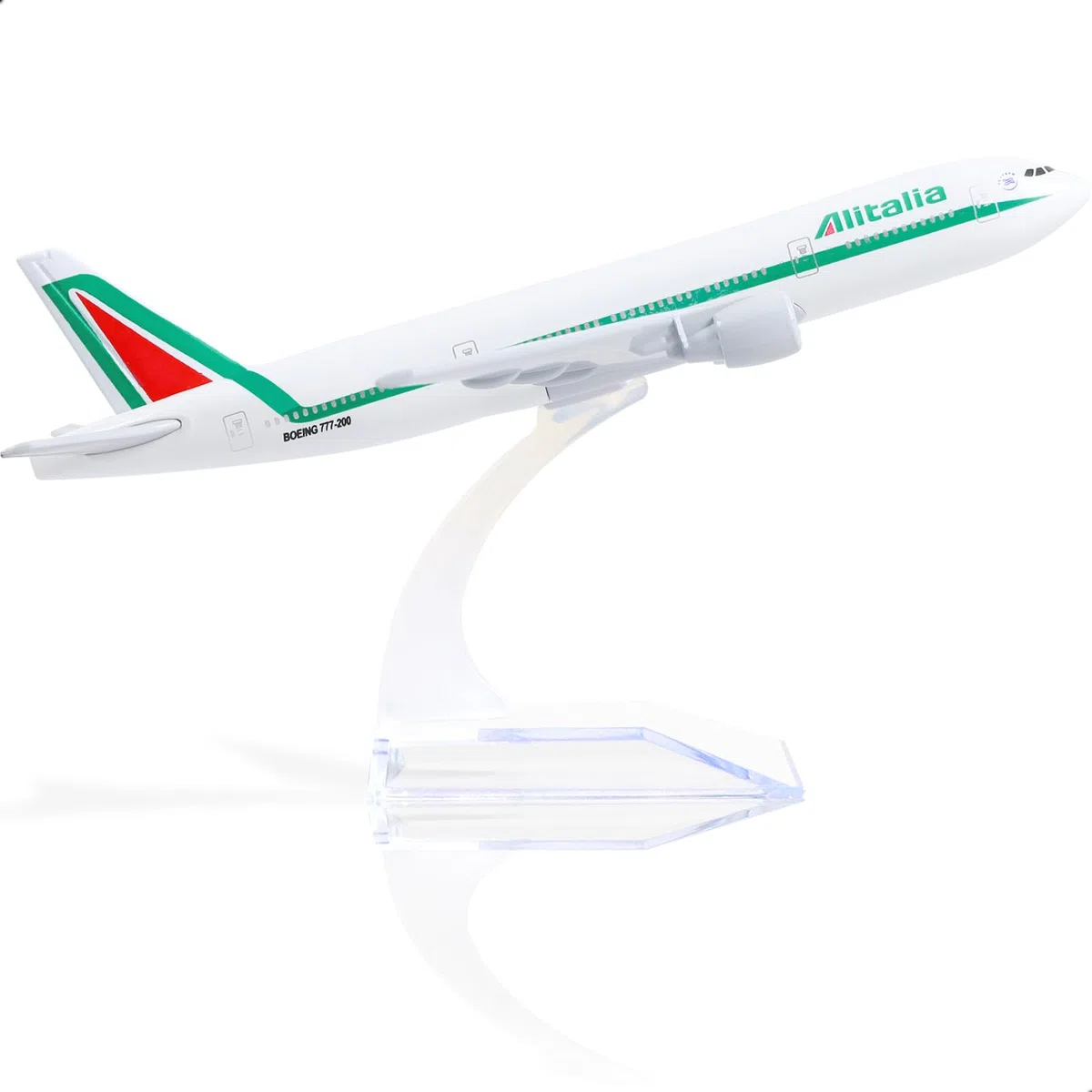 Modelo de avión Alitalia 777 de metal fundido a escala 1/400 para Boeing 777 con soporte. El kit de modelo de avión de aleación coleccionable se puede utilizar como regalo.