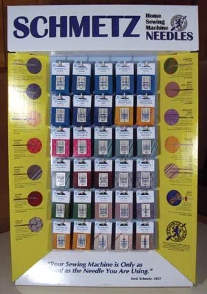 Sewing Machine Needle by Schmetz Germany 30 different Packets and sizes including, Denim, Stretch, Leather, Twin, Ball point, Top Stitch, Embroidery, Quilting, Metalic, Twin & Schmetz ABC correct Needle Guidel by Schmetz