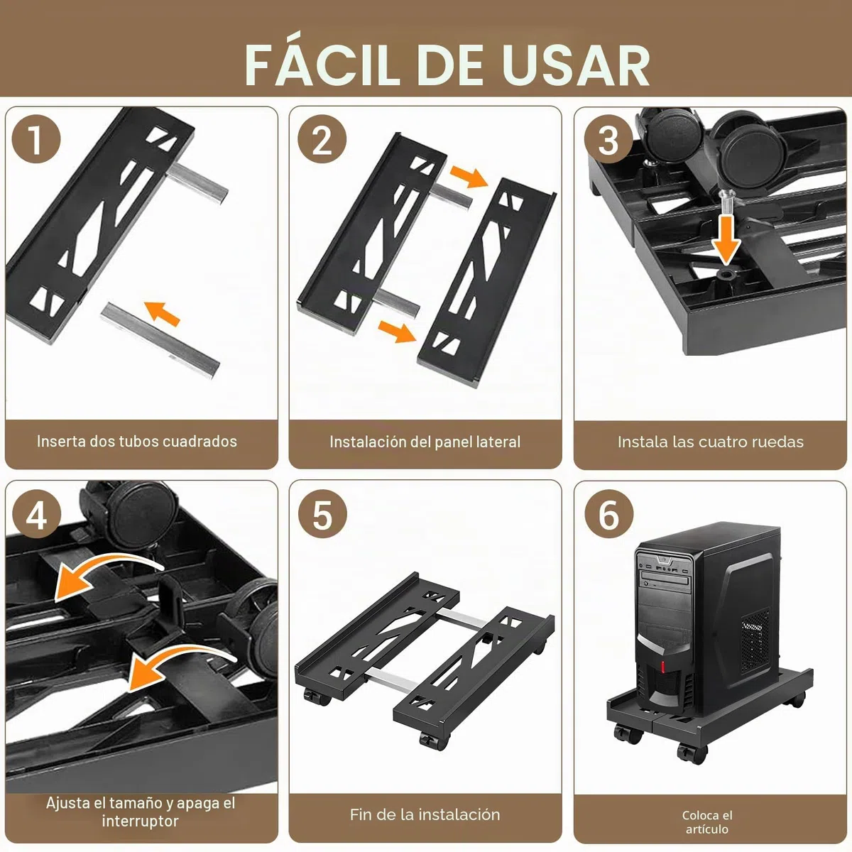 Soporte para CPU, Soporte Móvil Ajustable para CPU y Torre de PC con 4 Ruedas Giratorias con Bloqueo - Ajustable(20-30cm), Soporta hasta 30kg, Ideal para Hogar, Oficina y Estación de Gaming