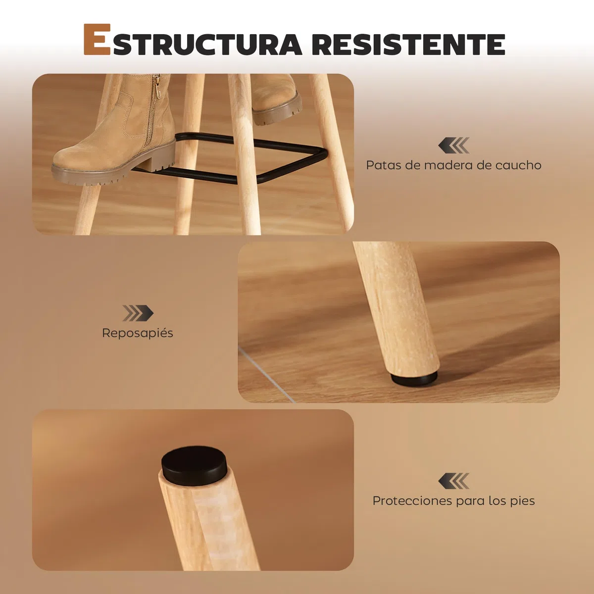 HOMCOM Juego de 2 Taburetes de Bar Taburetes Altos de Cocina Gris | Respaldo, Reposapiés, Patas de Madera, Estilo Moderno, Sillas Altas para Comedor, Salón, Bistró