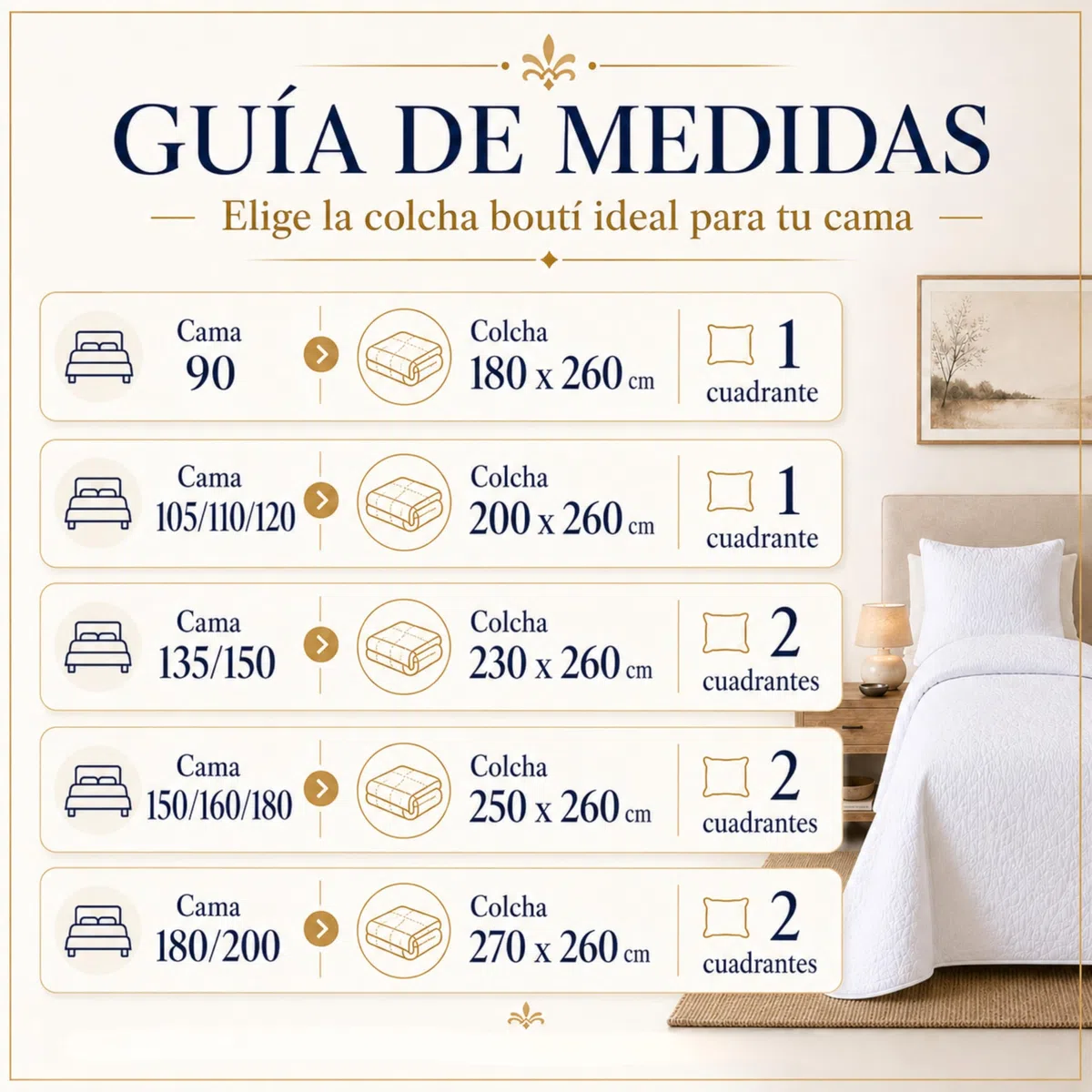 MONTSE INTERIORS Colcha Cama 150/160/180 de Verano Reversible con Cuadrantes | Cubrecama Ligero de Microfibra Acolchada para Cama | Bouti | Colcha Suave, Transpirable para Primavera y Entretiempo
