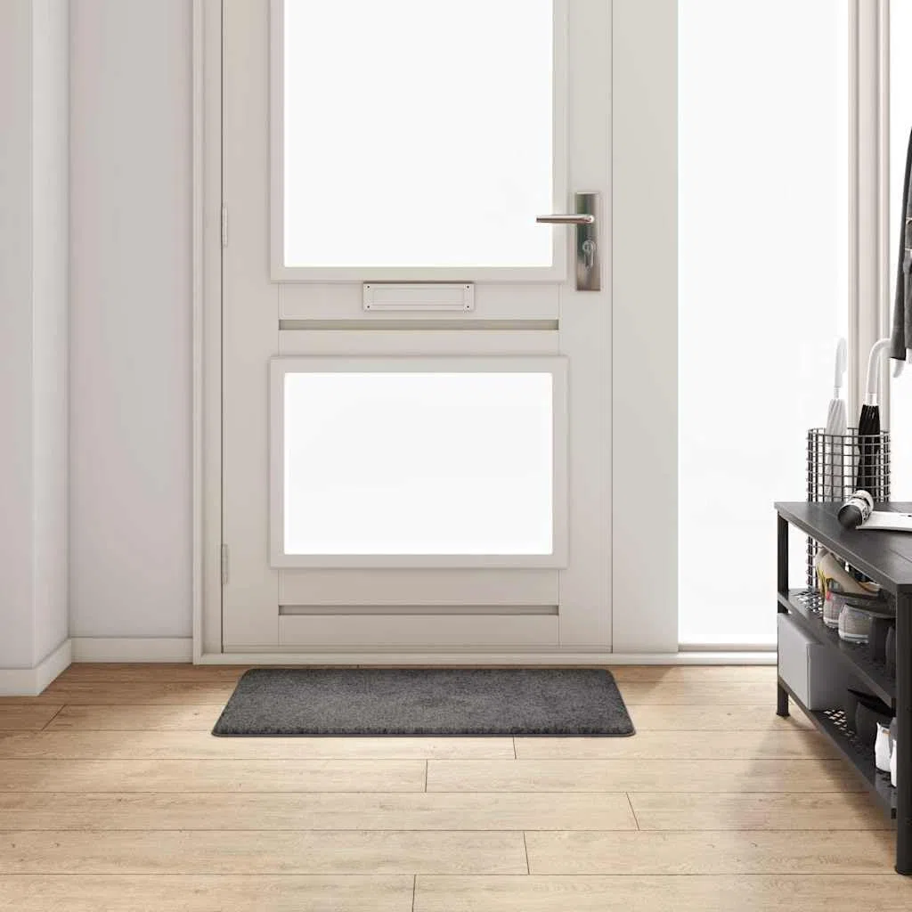 Alfombra de pasillo gris, 50 x 100 cm, 100% polipropileno, antideslizante, fácil de limpiar, para pasillo, salón, dormitorio, con superficie suave y decoración moderna y versátil