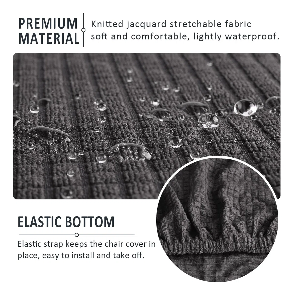 Fundas para sillas 6 Piezas Fundas de Sillas de Comedor Elástico Jacquard Cubiertas de Silla Funda de Silla elástica Fundas Sillas para Decoración de Fiesta (Gris Carbono, 6 Piezas)-M