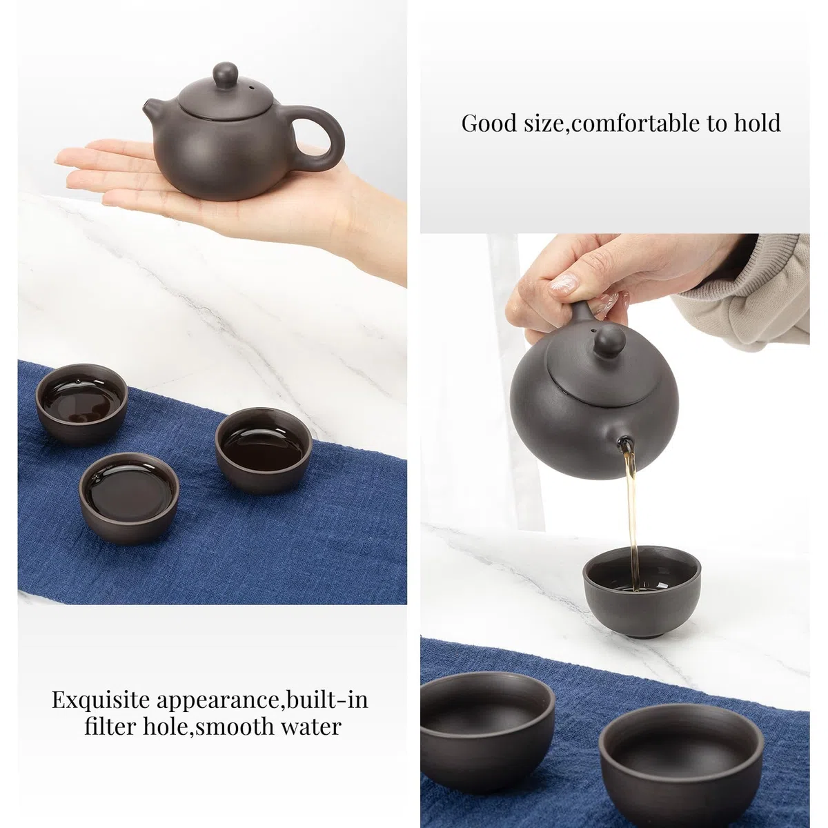 Juego de Té Chino Portátil Juego de Té Gongfu Kung Fu, Bolsa de Regalo Portátil Todo en Uno para Viajes, Regalos para El Hogar la Oficina y Actividades al Aire Libre