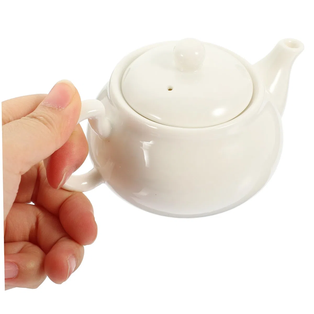 PartyKindom Tetera de Cerámica Color Blanco para Té Kung Fu y Jazmín, Portátil y Fácil de Agarrar, Diseño Simple y Elegante para Camping y Hotel