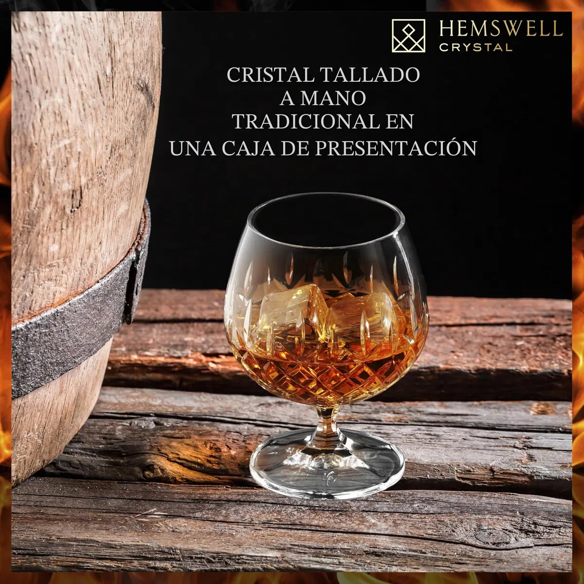 Vaso único de brandy - Copas de cristal talladas con caja de presentación - Vaso de brandy para coñac 250ml europeo - Wicklow
