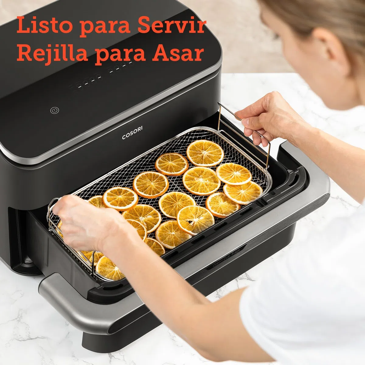 Cosori Cesta de Rejilla para Freidora de Aire Horno TwinFry, Accesorio de cocina para Hornear y Asar, Bandeja de acero Inoxidable, Parrilla Antiadherente, Fácil de limpiar