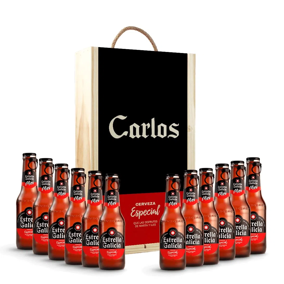 Caja Regalo Personalizada Cerveza 12 Botellines Regalo Hombre Padre Día del Padre Cumpleaños