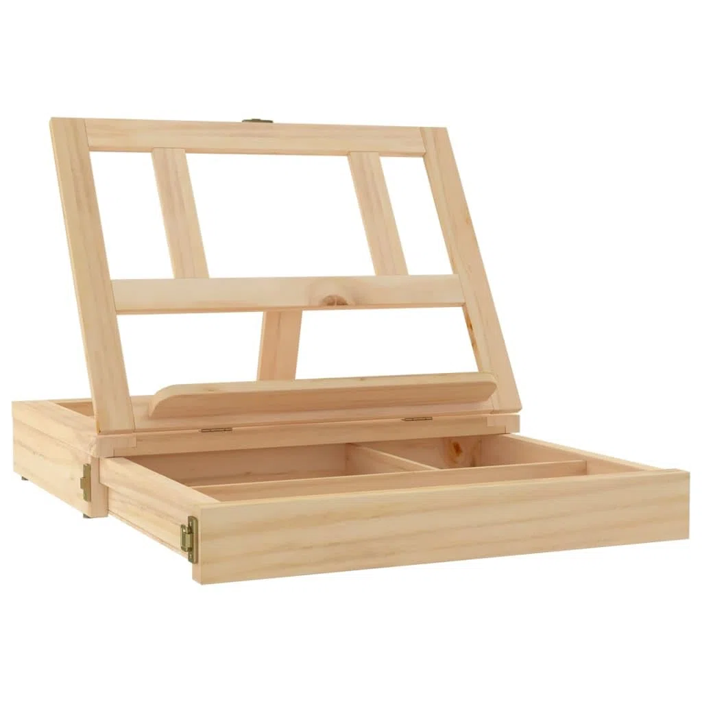 Caballete de mesa con cajón de madera de pino maciza, 33,5 x 25,5 x 7 cm, para bastidores y accesorios de pintura, para aula, taller y estudio