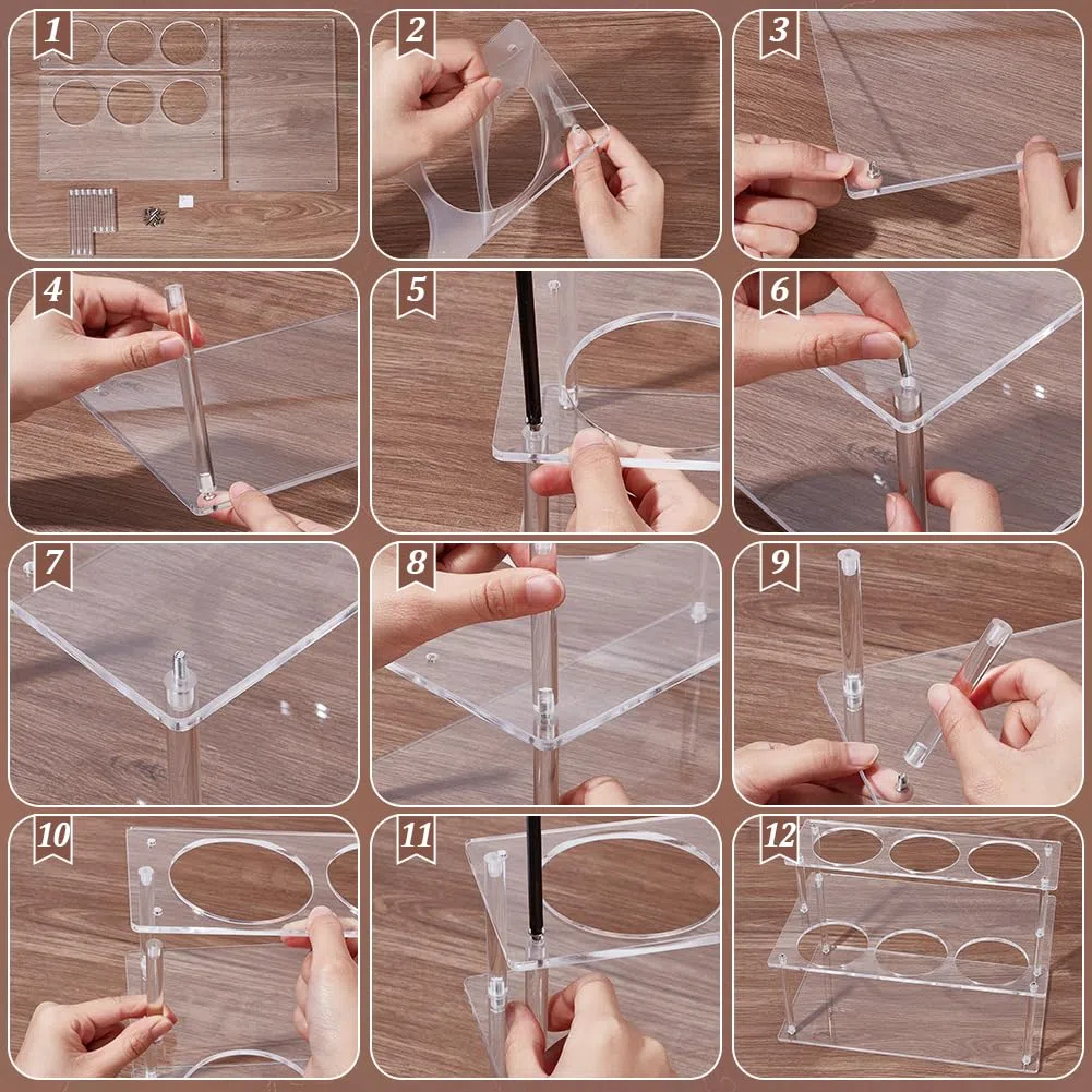 UNICRAFTALE 2 niveles de jarabe de café acrílico estante organizador para 6 botellas transparente soporte para botellas para encimera de cocina, armario de almacenamiento para frigorífico, sistema de
