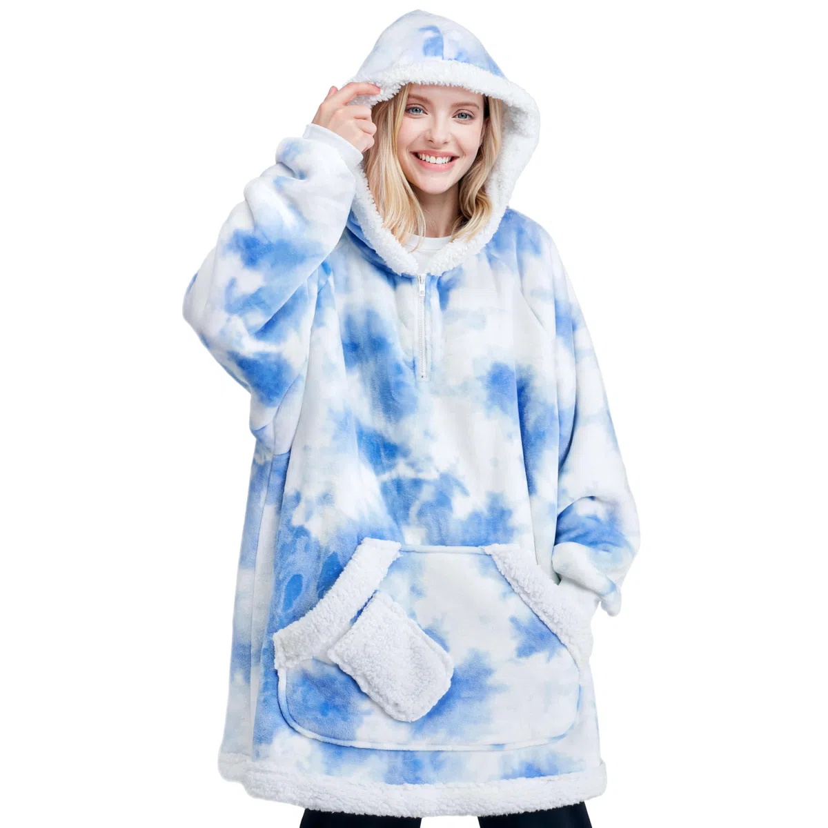 Giggling Getup Manta con Capucha Ponible para Mujeres y Hombres - Sudadera Manta de Franela Sherpa Sobredimensionada, con Gran Bolsillo y Mangas, Regalos de Cumpleaños para Adultos