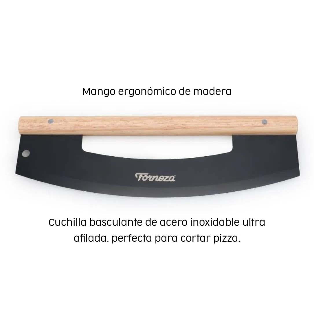 Cortador de pizza con mango de madera noble, cuchillo de pizza de acero inoxidable, cuchillo afilado y mango de madera