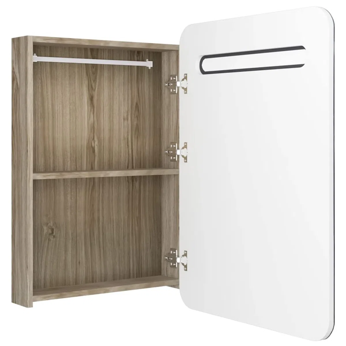 Armario de baño con Espejo y LED Blanco y Roble 60x11x80 cm Armario Espejo BañO con Luz
