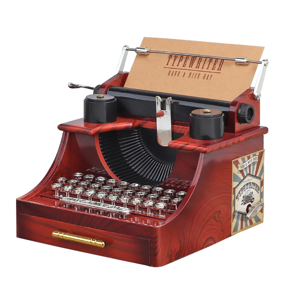 Caja de Música para Máquina de Escribir, Caja de Música Vintage, Caja de Música de Máquina de Escribir Vintage, para Decorar la Oficina, como un Regalo de Bodas de Cumpleaños