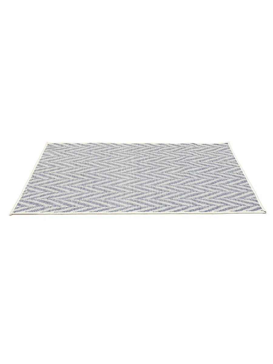 RugVista Amalfi Doormat Felpudo, 80 x 120 cm, Azul/Blanco | Modernas, Rectangular, Pelo corto, Lavado a mano, Oeko-Tex 100, Pasillo