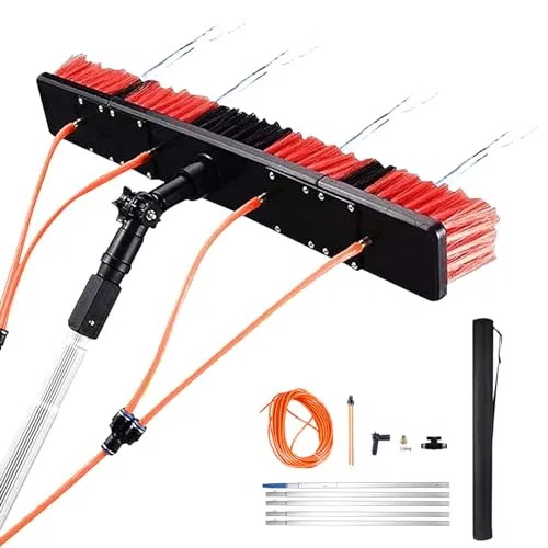Kit telescópico para Limpieza de Ventanas: pértiga Extensible de 3,12 m con Cabezal de Cepillo Ajustable y Cepillo de Agua para la Limpieza de Paneles solares y Ventanas Exteriores
