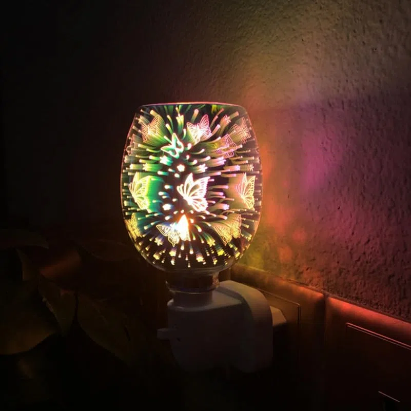 Mobestech Lámpara Aromaterapia Eléctrica 3D Patrón Deslumbrante Sin Humo para Quemador Wax Melts Y Aceites Esenciales Luz Decorativa para Hogar Oficina Dormitorio Enchufe UE 5.51X3.14X3.14In